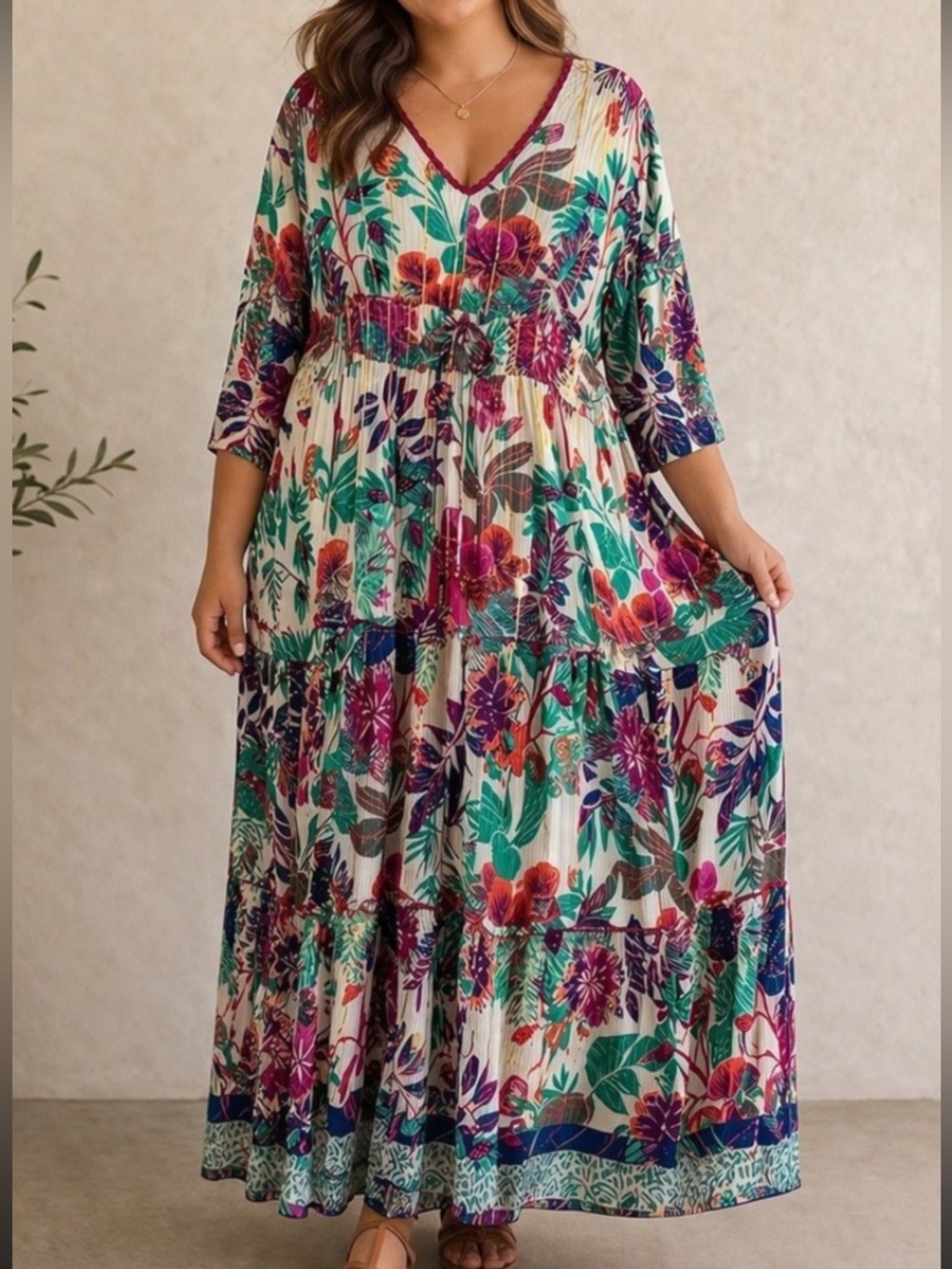 Anthropologie Me 2 Magic Floral Boho Maxi Dress, size XL